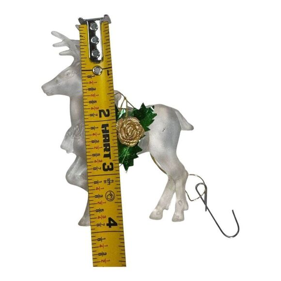 VTG Ganz Set Of 4 Christmas Reindeer Ornaments Gold & Green Accents - 4" Lot - Picture 3 of 5